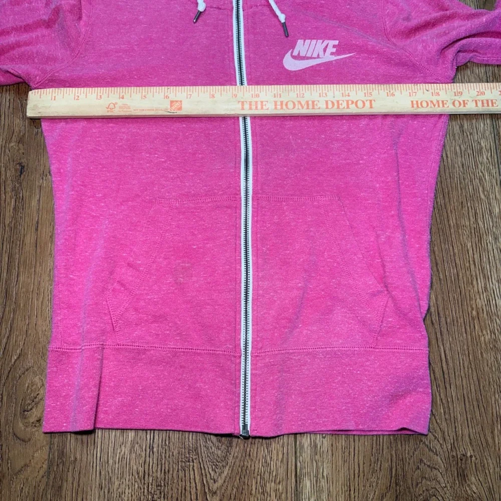Nike Essential Full Zip Hooded Sweatshirt Jacket Pink organic Cotton Womens S